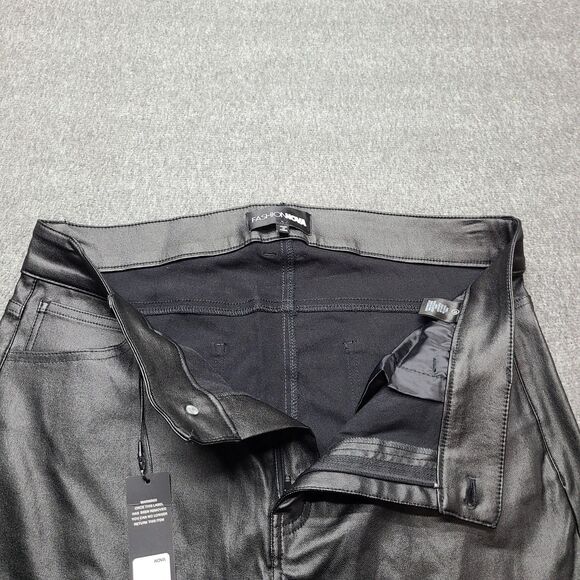 Fashion Nova Pants Womens 1X Flare Faux‎ Leather High Rise Stretch 70s Flared - Picture 6 of 11